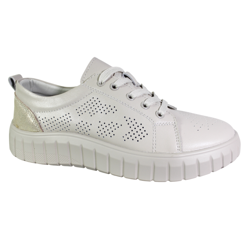 Sneakersy Damskie Ladies Style OC-135-LT03 Skóra Beż Lico