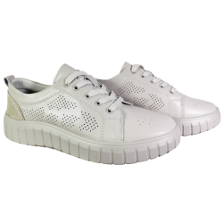Sneakersy Damskie Ladies Style OC-135-LT03 Skóra Beż Lico