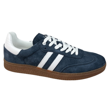 Sneakersy Półbuty Męskie DK 24626 Sandro Skóra Granatowe Zamsz