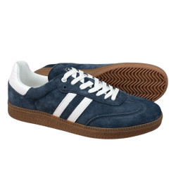 Sneakersy Półbuty Męskie DK 24626 Sandro Skóra Granatowe Zamsz