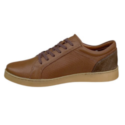 Półbuty Sneakersy Męskie Tapi 7618  Skóra Brąz Lico
