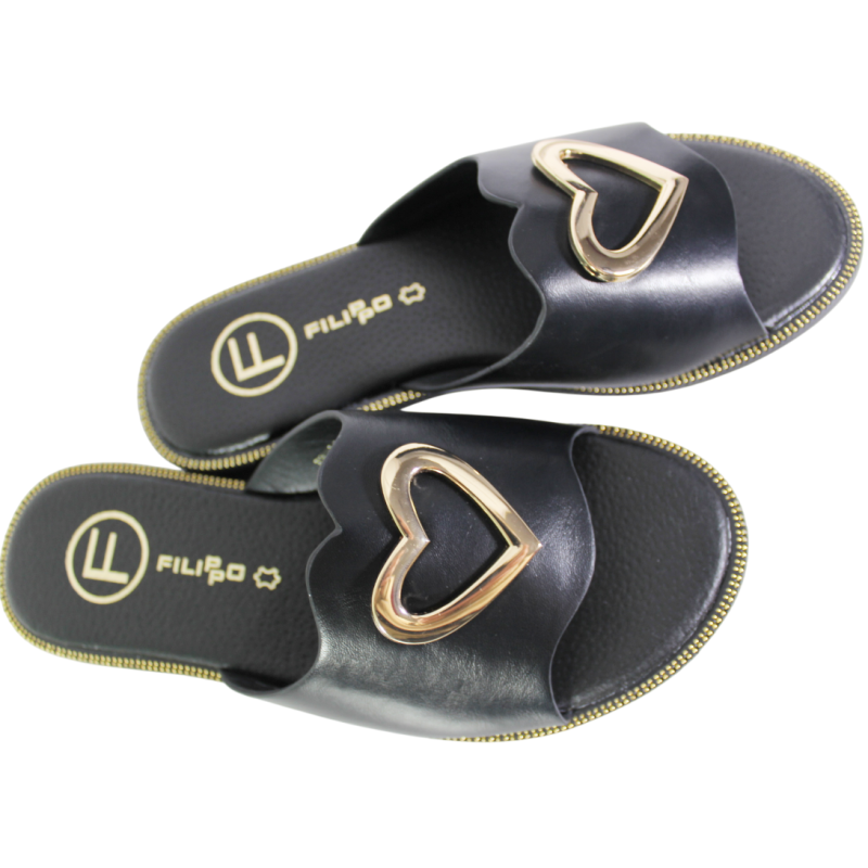 Klapki Damskie Filippo DK6909 Czarne Lico