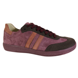 Sneakersy Damskie Kampa N1068 Skóra Bordowe Zamsz