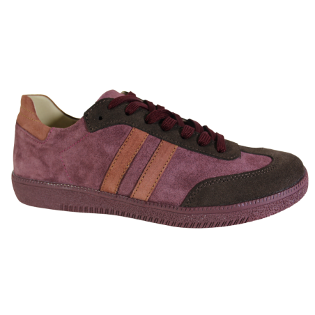 Sneakersy Damskie Kampa N1068 Skóra Bordowe Zamsz