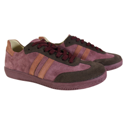 Sneakersy Damskie Kampa N1068 Skóra Bordowe Zamsz