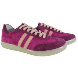 Sneakersy Damskie Kampa N1068 Skóra Różowe Zamsz