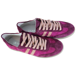 Sneakersy Damskie Kampa N1068 Skóra Różowe Zamsz