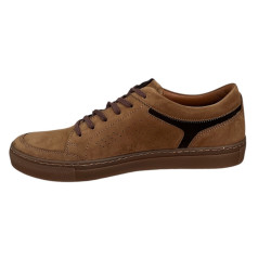 Półbuty Sneakersy Męskie Tapi 7629 Skóra Brąz Zamsz