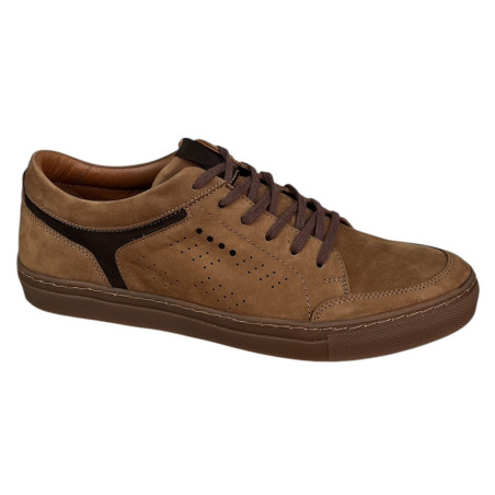 Półbuty Sneakersy Męskie Tapi 7629 Skóra Brąz Zamsz