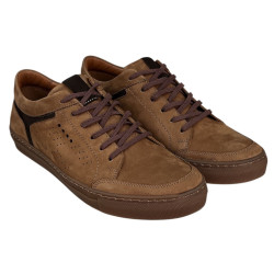 Półbuty Sneakersy Męskie Tapi 7629 Skóra Brąz Zamsz