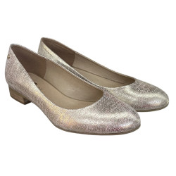 Baleriny Damskie Klimpol 675-055 Skóra Złote Lico