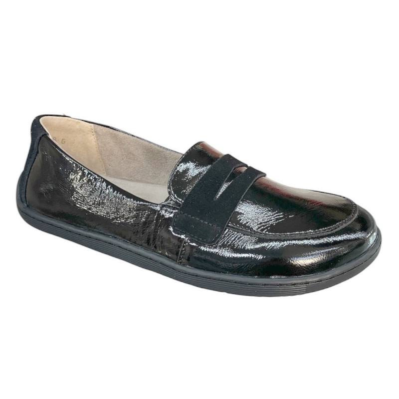 Półbuty Damskie Helios 433 Barefoot Skóra Czarny Lakier