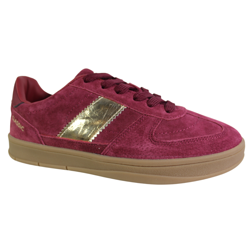 Sneakersy Damskie Vinceza 14029 Skóra Bordowe Zamszowe