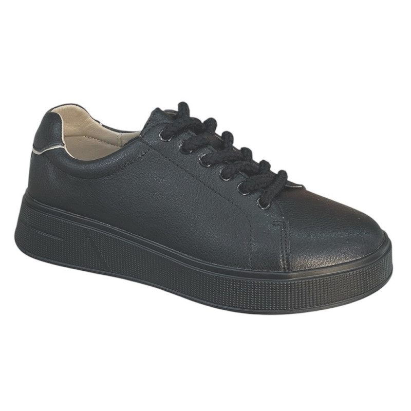 Półbuty Sneakersy Damskie GOODIN GD-FT-116  Skóra Czarne Lico