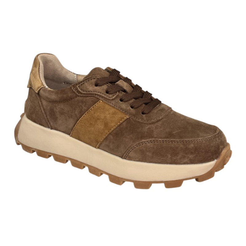 Półbuty Sneakersy Damskie GOODIN GD-LX1081G Skóra Camel Zamsz