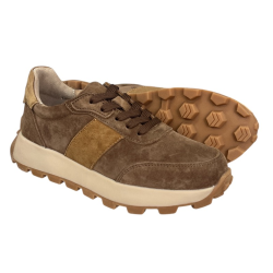 Półbuty Sneakersy Damskie GOODIN GD-LX1081G Skóra Camel Zamsz