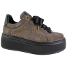 Sneakersy Damskie Karino 5693 Skóra Brązowe Zamsz Na Platformie Wygodne