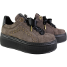 Sneakersy Damskie Karino 5693 Skóra Brązowe Zamsz Na Platformie Wygodne