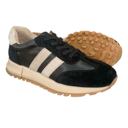 Półbuty Sneakersy Damskie GOODIN GD-LX1080G Skóra Czarny Zamsz
