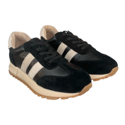 Półbuty Sneakersy Damskie GOODIN GD-LX1080G Skóra Czarny Zamsz