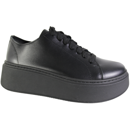 Półbuty Sneakersy Damskie Verano 25-735 Skóra Czarne Lico