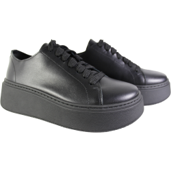 Półbuty Sneakersy Damskie Verano 25-735 Skóra Czarne Lico