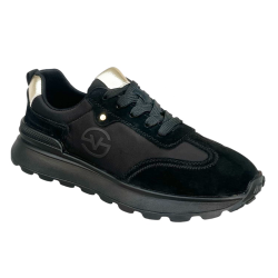 Sneakersy Damskie Vinceza 41491 Skóra Czarny Zamsz