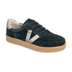 Sneakersy Damskie Vinceza 79558 Skóra Czarny Zamsz