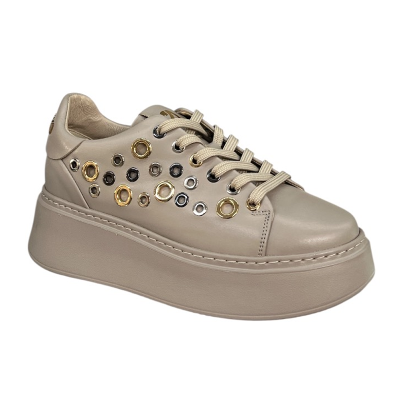 Półbuty Sneakersy Damskie Carinii B10047 Skóra Beż Lico
