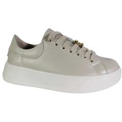 Sneakersy Damskie Cambell 25-19379 Skóra Beżowe Lico