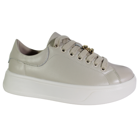 Sneakersy Damskie Cambell 25-19379 Skóra Beżowe Lico