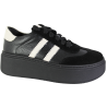 Sneakersy Damskie Verano 25-732 Skóra Czarne Lico Wygodne
