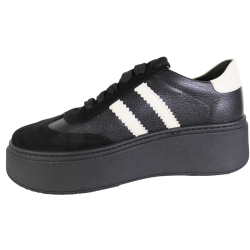 Sneakersy Damskie Verano 25-732 Skóra Czarne Lico Wygodne