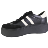 Sneakersy Damskie Verano 25-732 Skóra Czarne Lico Wygodne