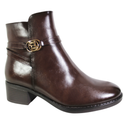 Botki Damskie Potocki 25-12738 Brązowe Lico • Eleganckie Buty Na Jesień i Zimę