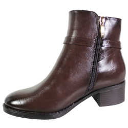 Botki Damskie Potocki 25-12738 Brązowe Lico • Eleganckie Buty Na Jesień i Zimę
