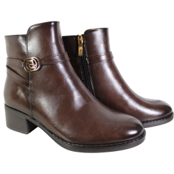 Botki Damskie Potocki 25-12738 Brązowe Lico • Eleganckie Buty Na Jesień i Zimę