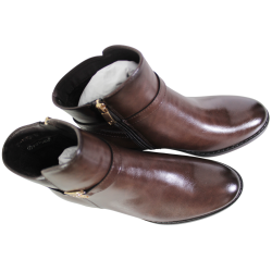 Botki Damskie Potocki 25-12738 Brązowe Lico • Eleganckie Buty Na Jesień i Zimę