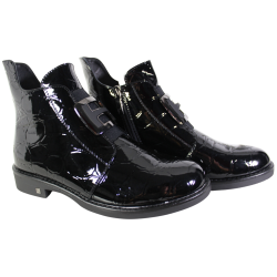 Botki Damskie Potocki 25-12708 Czarne Lakierowane • Eleganckie Buty na Jesień/Zima