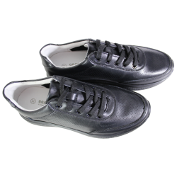Sneakersy Damskie Goodin WN-4704 Skóra Czarne Lico Wygodne