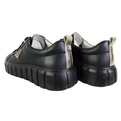 Półbuty Sneakersy Damskie Valencia TH-004 Skóra Czarne Lico