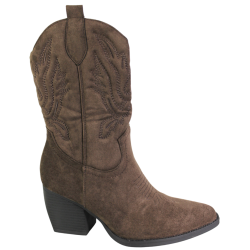 Botki Damskie Kowbojki CHC Shoes CHC388 Brąz Zamszowe Czekoladowe