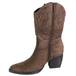 Botki Damskie Kowbojki CHC Shoes CHC388 Brąz Zamszowe Czekoladowe