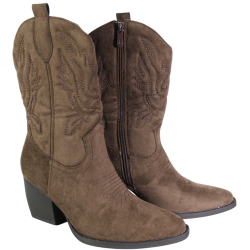 Botki Damskie Kowbojki CHC Shoes CHC388 Brąz Zamszowe Czekoladowe