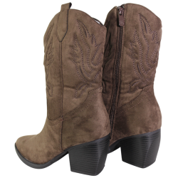 Botki Damskie Kowbojki CHC Shoes CHC388 Brąz Zamszowe Czekoladowe