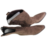 Botki Damskie Kowbojki CHC Shoes CHC388 Brąz Zamszowe Czekoladowe