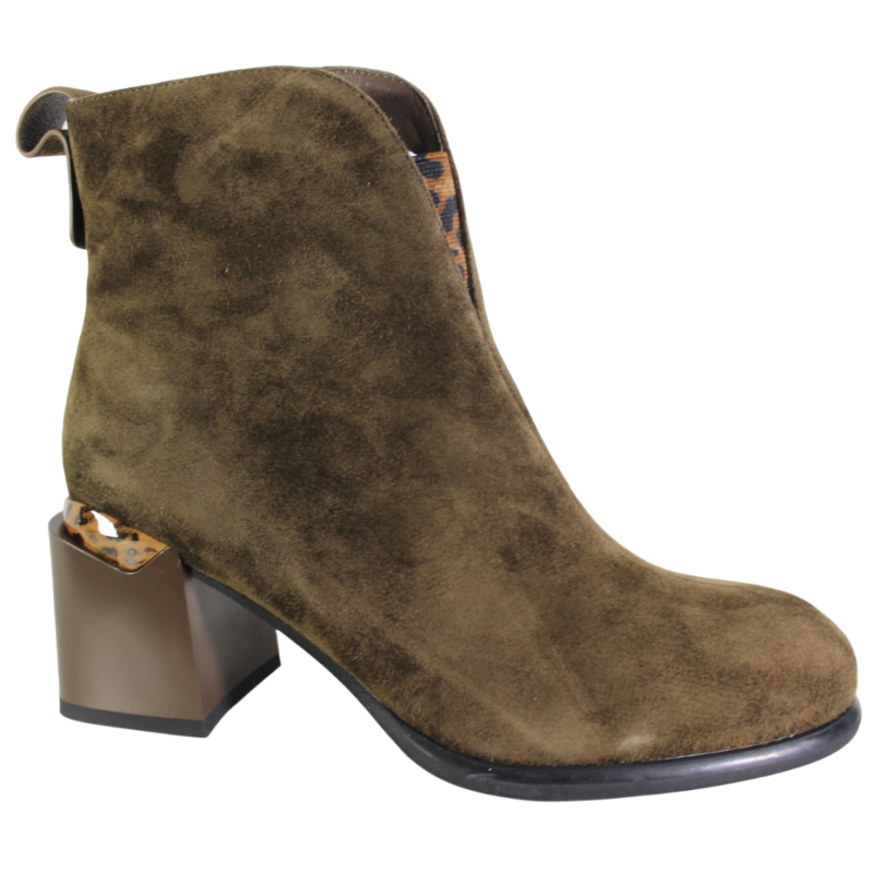 Botki Damskie Vinceza 66811 Skóra Camel Zamszowe Na Klocku