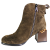 Botki Damskie Vinceza 66811 Skóra Camel Zamszowe Na Klocku