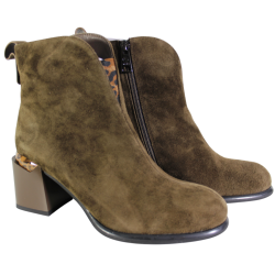 Botki Damskie Vinceza 66811 Skóra Camel Zamszowe Na Klocku