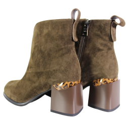Botki Damskie Vinceza 66811 Skóra Camel Zamszowe Na Klocku